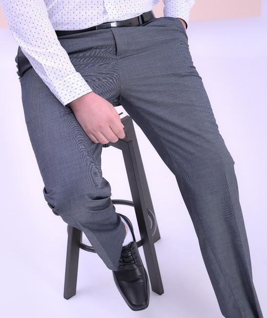 Сив класически официален структурен панталон мъжки