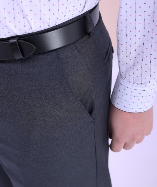 Официален сив класически панталон с италиански джоб