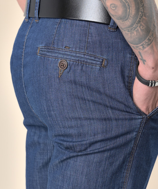 Мъжки син дънков панталон модел италиански джоб