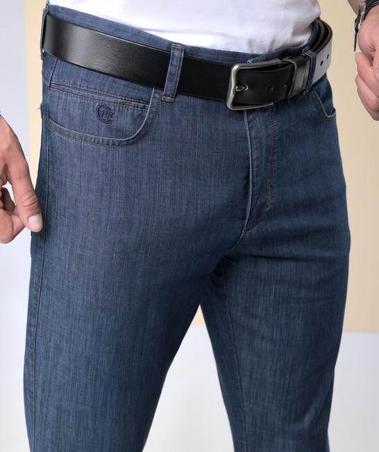 Син мъжки дънков панталон класически джоб