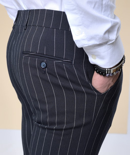 Мъжки тъмно син раиран панталон