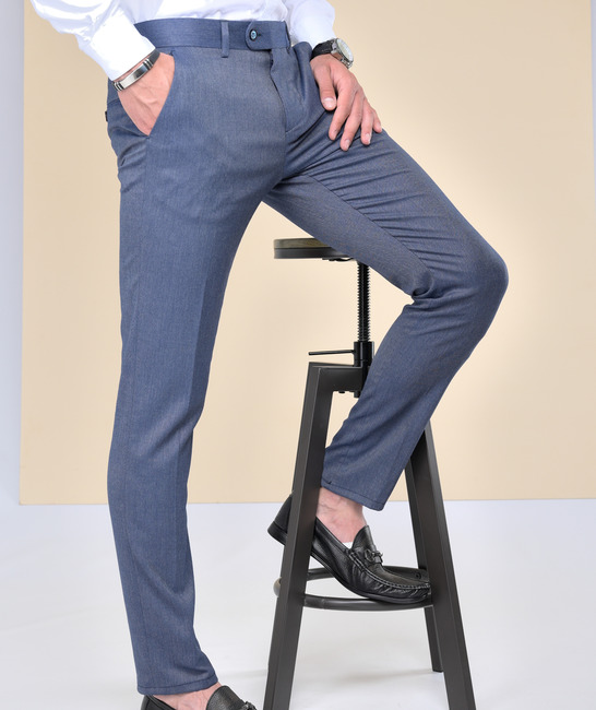 Мъжки сиво син структурен панталон