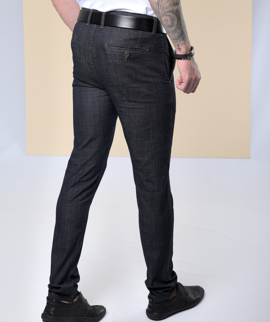 Мъжки елегантен черен дънков панталон