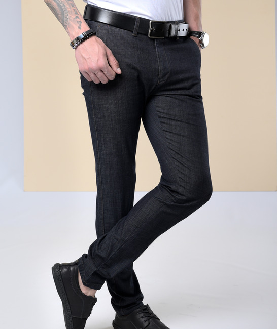 Мъжки елегантен черен дънков панталон