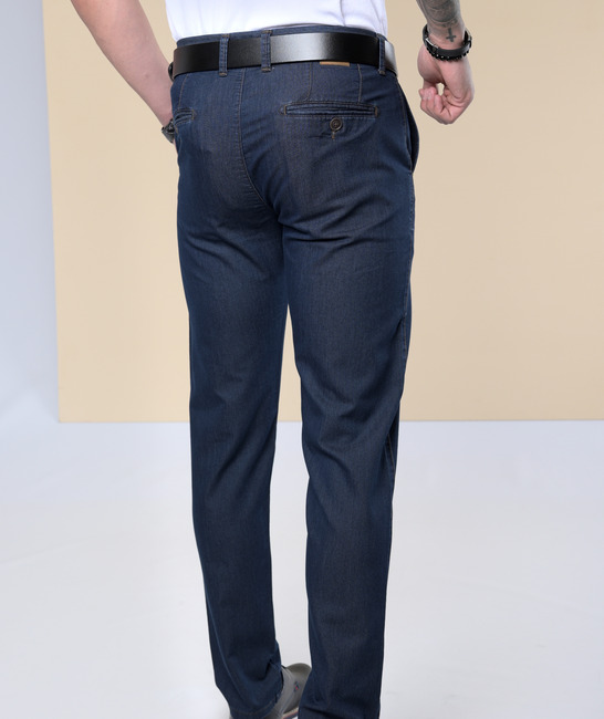 Мъжки елегантен дънков панталон цвят тъмно син 