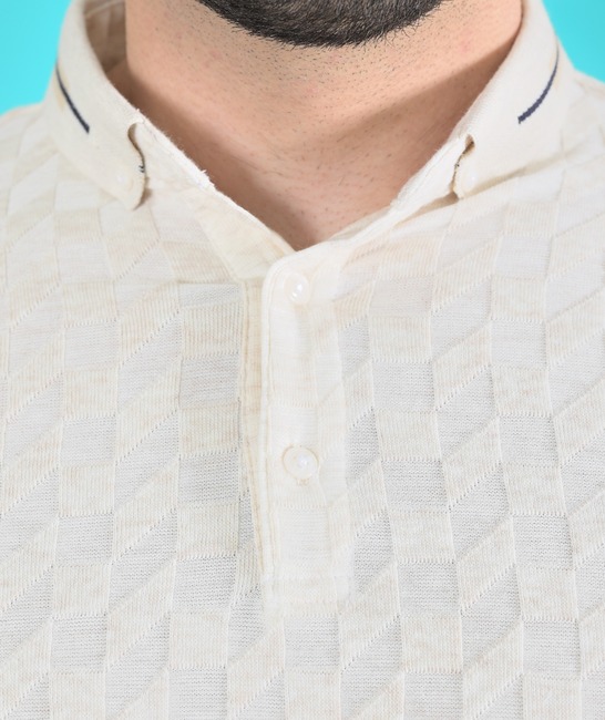 Мъжка тениска на 3D квадрати бежова