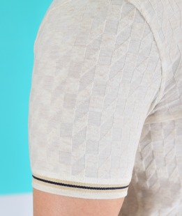 Мъжка тениска на 3D квадрати бежова