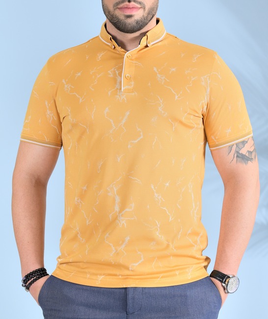 Поло тениска на пукнатини цвят горчица