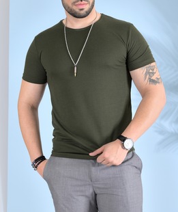 Изчистена тениска релефна зелен цвят