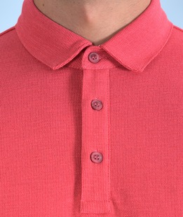 Тениска с яка цвят нар релефна мъжка