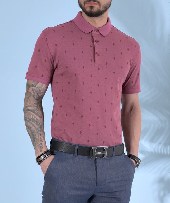 Мъжка тъмно розова поло тениска на ромбоиди