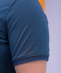 Мъжка структурна петролена тениска с яка с лого big size