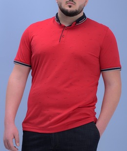 Голям размер червена тениска с яка на птици