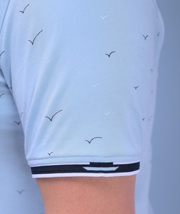 Синя тениска с яка голям размер на птици