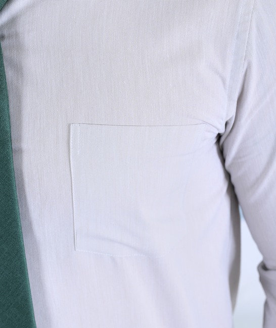 Мъжка риза с дълъг ръкав сива с джоб изчистена