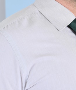 Мъжка риза с дълъг ръкав сива с джоб изчистена