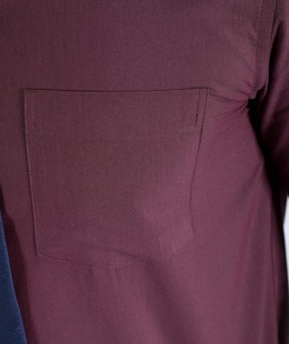 Мъжка риза с дълъг ръкав и джоб цвят бордо