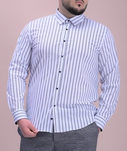 Биг Сайз мъжка раирана риза в бяло 