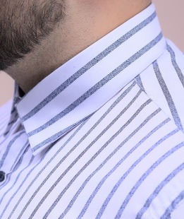 Биг Сайз мъжка раирана риза в бяло 