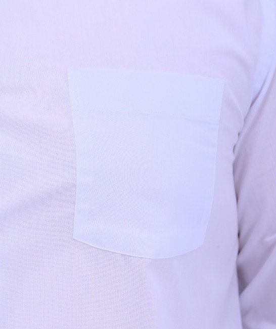 Мъжка бяла официална риза в голям размер с джоб