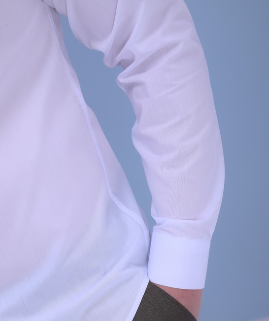 Мъжка бяла официална риза в голям размер с джоб