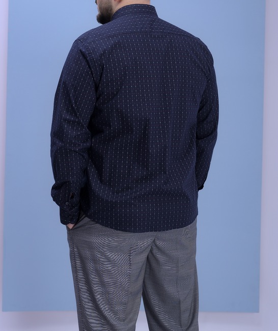 Мъжка риза в биг сайз размер цвят тъмно син на точки