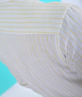 Ленена мъжка риза на жълто райе