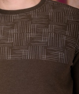 Мъжка блуза с акцент линии кафява