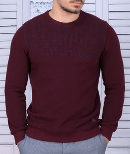 Мъжка кадифена стилна блуза с акцент линии бордо