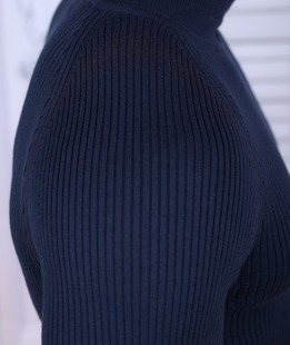 Мъжко поло по тялото еластично цвят тъмно син