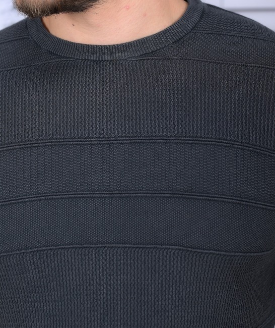 Пуловер от варен памук черен цвят