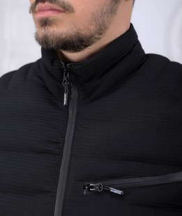 Мъжко черно стилно зимно яке със силиконова вата