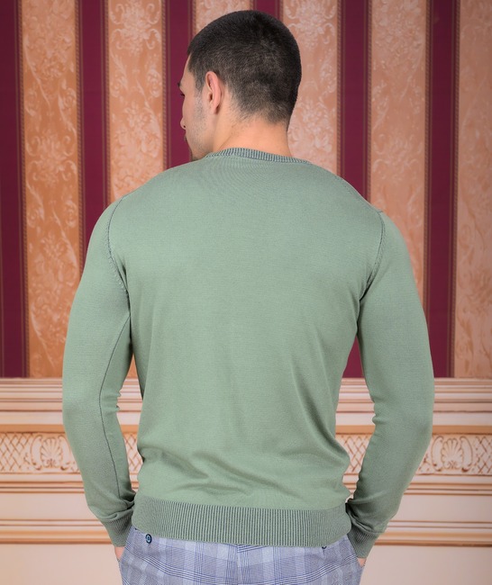Фин пуловер на ромбоиди светло зелен мъжки