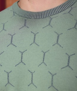 Фин пуловер на ромбоиди светло зелен мъжки