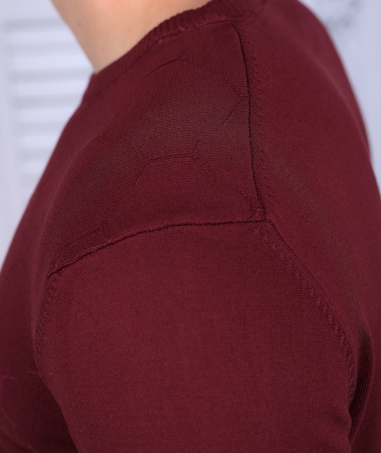 Мъжки пуловер на ромбоиди в бордо цвят