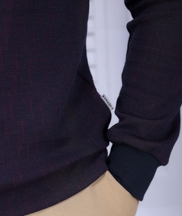 Изискана мъжка блуза на линии цвят синьо с бордо