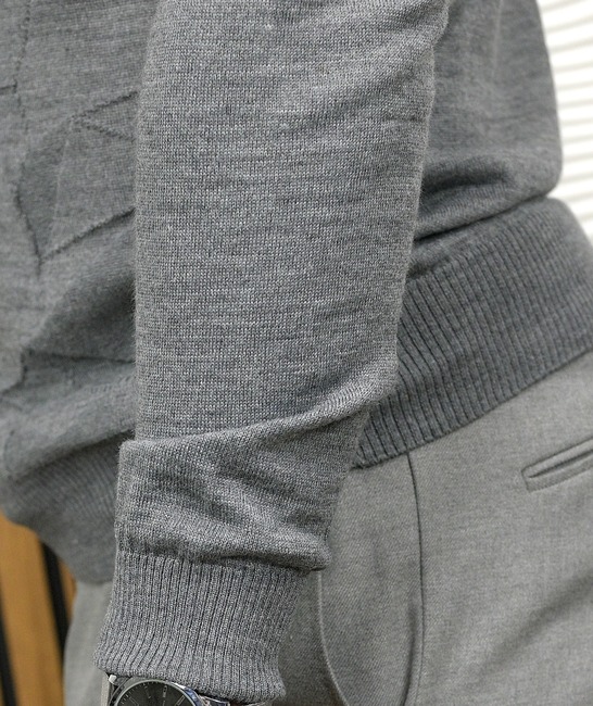 Мъжки сив вълнен пуловер от фино плетво