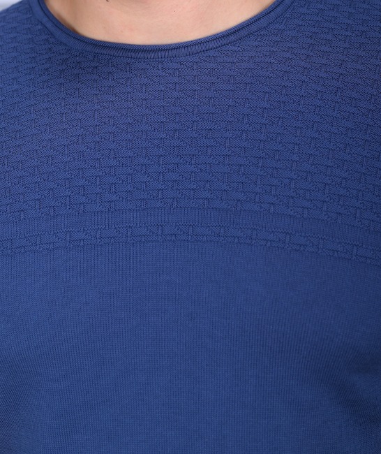 Мъжки памучен тъмно син пуловер
