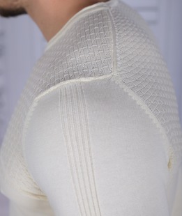 Мъжки памучен пуловер цвят екрю