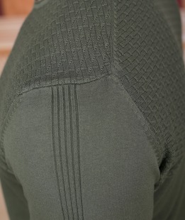 Зелен памучен мъжки пуловер с акцент решетка