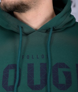 Зелен мъжки суитшърт с щампа TOUGH