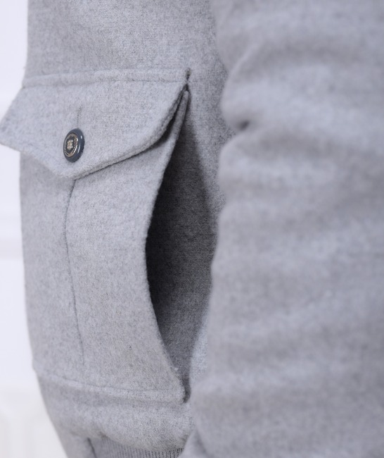 Мъжко кашмирено сиво яке с яка с два джоба отпред