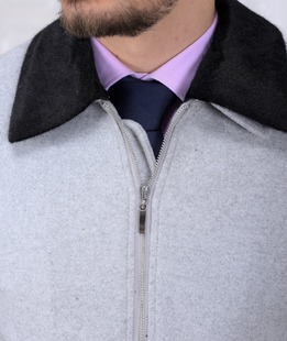 Мъжко кашмирено сиво яке с яка с два джоба отпред