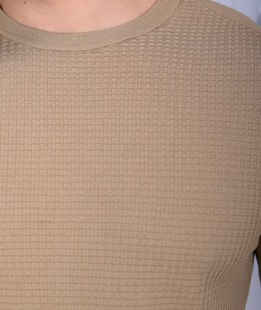 Бежов мъжки пуловер на вафлички