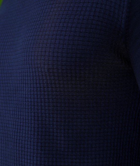 Стилен мъжки тъмно син пуловер на вафлички 
