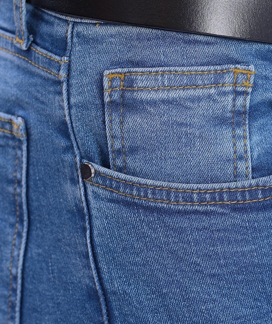 Мъжки класически прави дънки с висока талия в синьо