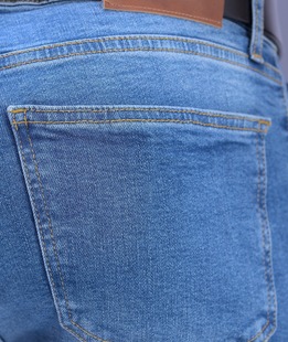 Мъжки класически прави дънки с висока талия в синьо