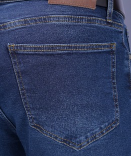 Мъжки дънки в цвят индиго с висока талия класическа кройка