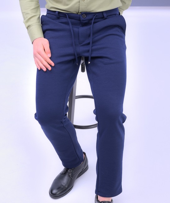 Мъжки тъмно син елегантен панталон с италиански джоб