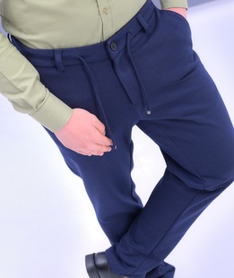 Мъжки тъмно син елегантен панталон с италиански джоб